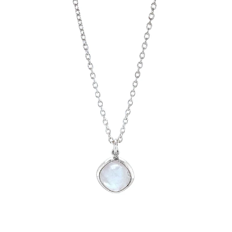 women short necklaces -Cushion-Shaped Rainbow Moonstone Necklace