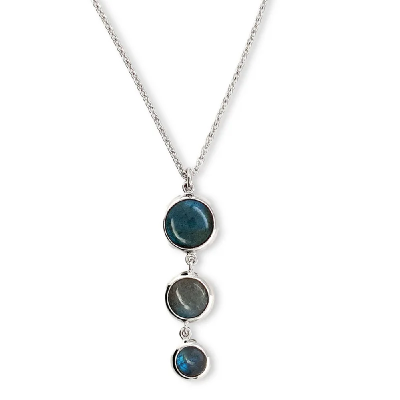 women natural stone necklaces -Labradorite Necklace - "Drops of Silver and Mystery"