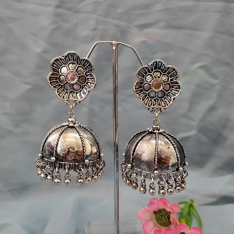 women floral dangle earrings -Bhavi Jewels Oxidised  Plated Jhumki Earrings