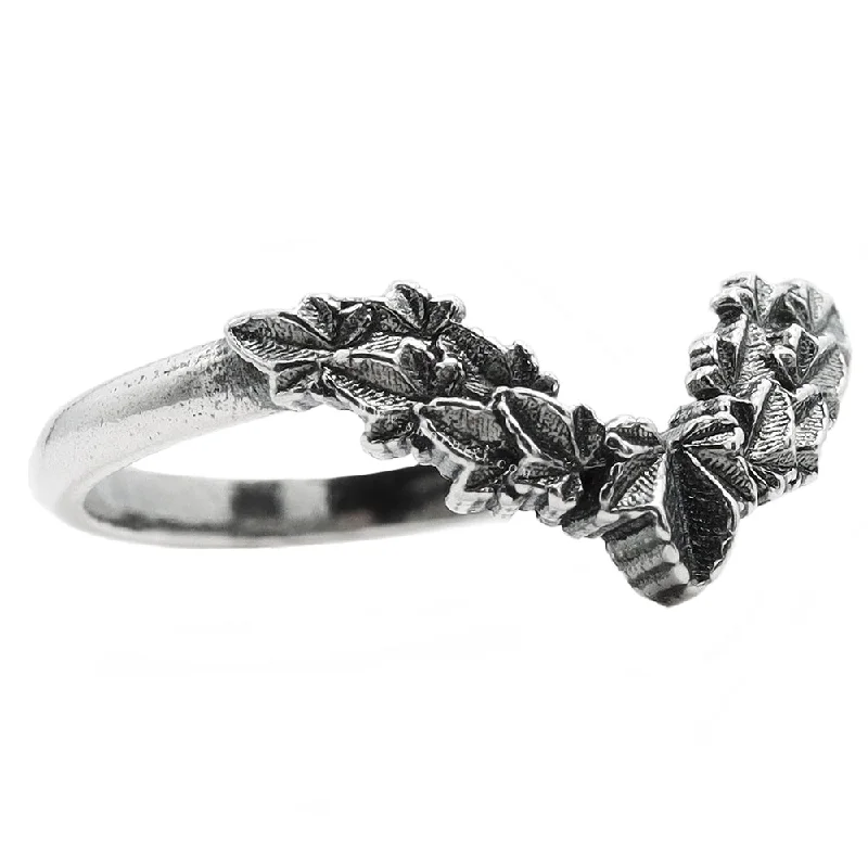 women engraved wedding rings -Hedera Ivy Wishbone Ring