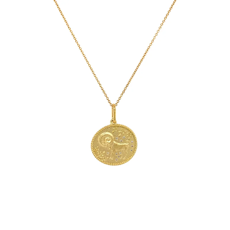 women personalized necklaces -Aries Double Sided Zodiac March 21- April 20