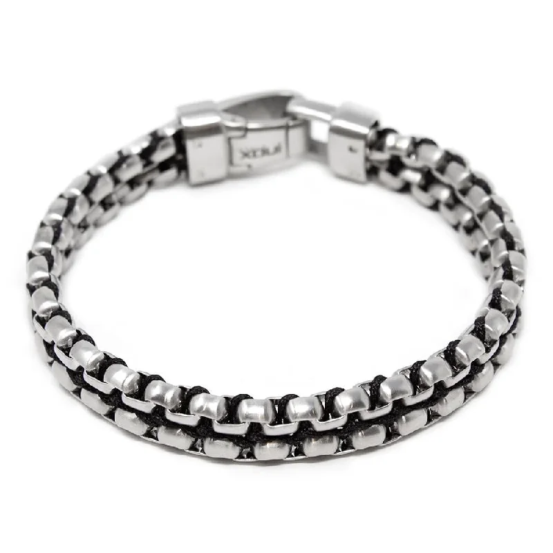 women colorful bracelets -Men's Stainless Steel Box Chain/Paracord Bracelet