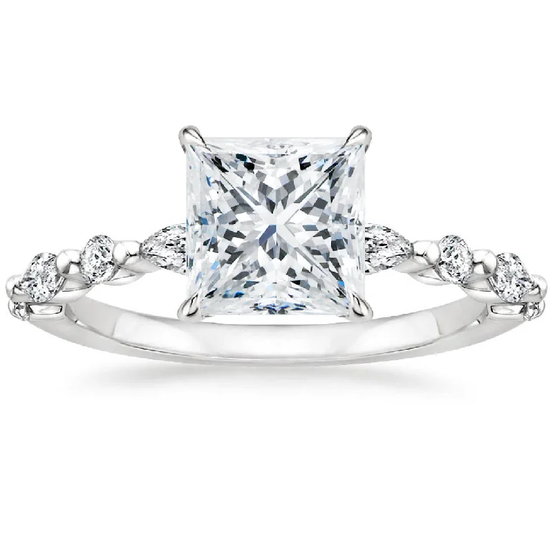 heart-shaped engagement rings -2ct S925 Princess Cut Moissanite Engagement Ring