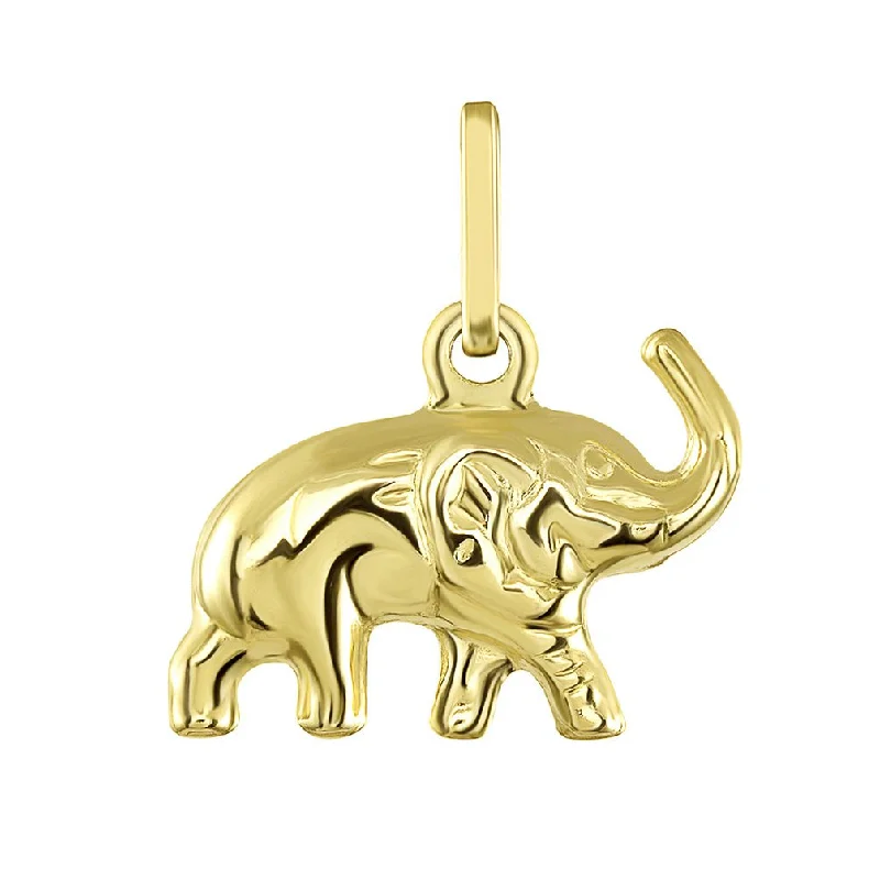 women jade necklaces -14K Yellow Gold Good Luck Elephant Charm Feng Shui Symbol Pendant