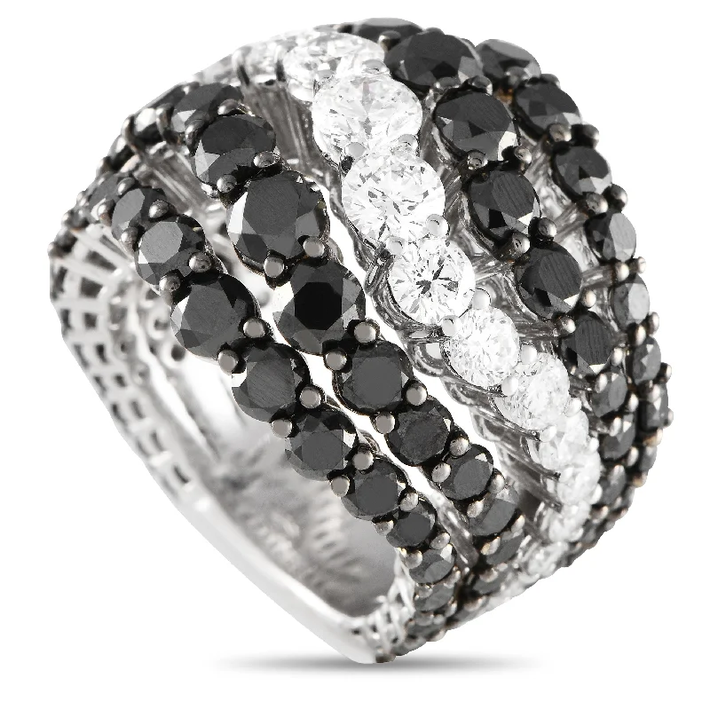 modern halo engagement rings -Bucherer 18K White Gold 10.86ct Black and White Diamond Ring BU13-071224