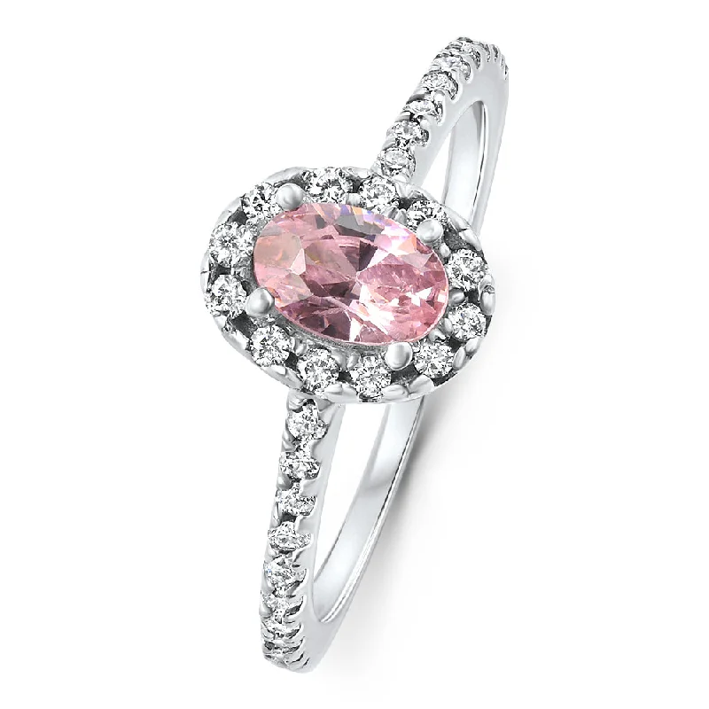 diamond wedding engagement rings -1 1/10Ct Pink Topaz Diamond Engagement Anniversary Ring 10k Gold Lab Grown