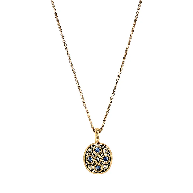 women fashion necklaces -Yogo Sapphire & Diamond Necklace - "Celtic Spring"