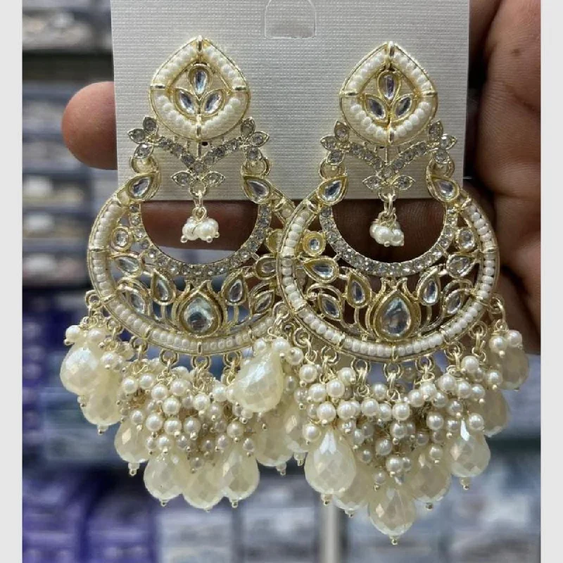 women pearl drop earrings -Manisha Jewellery Gold Plated Kundan Stone And Pearls  Dangler Earrings