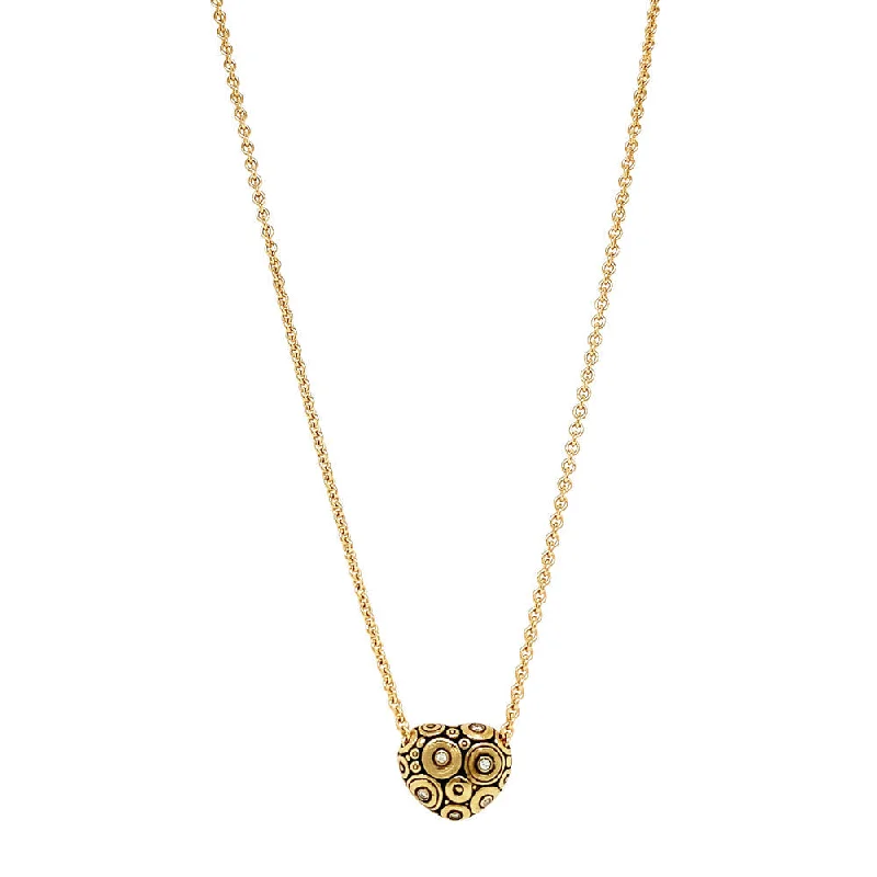 women gold plated necklaces -Yellow Gold & Diamond Heart Shaped Necklace - "Newfound Love"