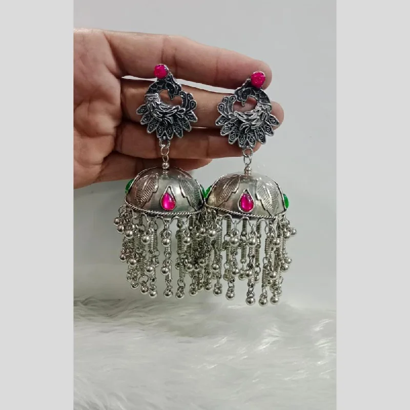 women crystal chandelier earrings -Pooja Bangles Oxidised Plated Jhumki Earrings