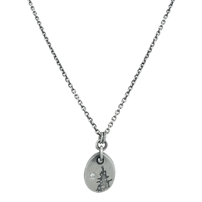 women delicate necklaces -Sterling Silver and White Diamond Necklace - "Winter Nights"