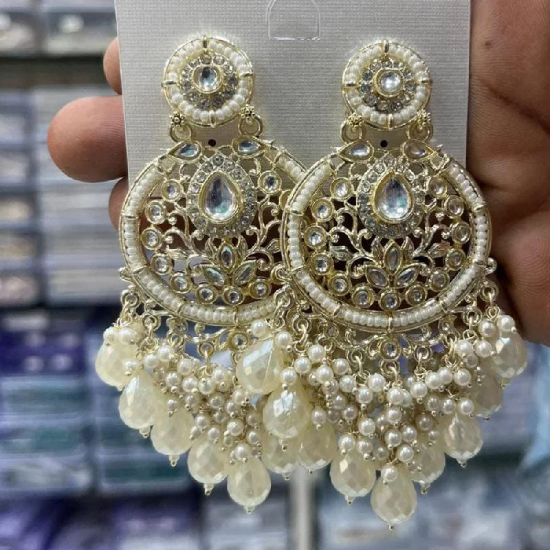 women birthstone earrings -Manisha Jewellery Gold Plated Kundan Stone And Pearls  Dangler Earrings