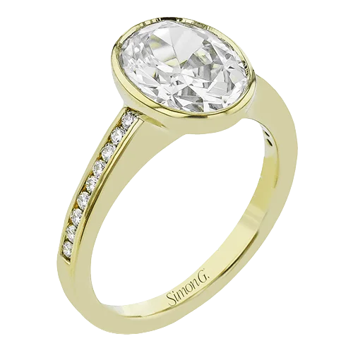 diamond engagement rings -Oval-cut Engagement Ring in 18k Gold with Diamonds