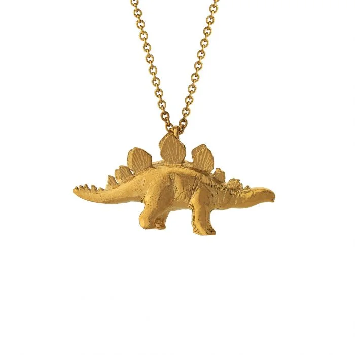 women birthstone pendant necklaces -22K Gold Vermeil Dinosaur Necklace - "Stegosaurus"