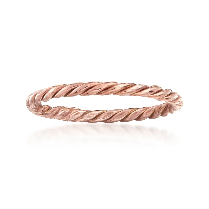 wedding engagement rings -Ross-Simons 18kt Rose Gold Rope Ring