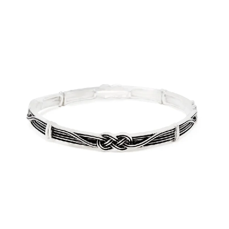 women oval bangles -Antique Silver Knot Stretch Bracelet