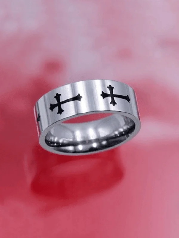 women two-tone rings -Cross Pattern Ring