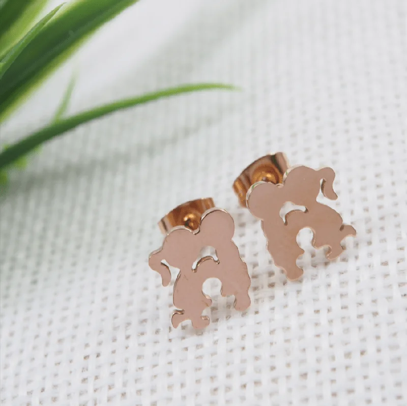 women rainbow earrings -Tarohi Jewels Stainless Steel Rosegold Plated Couple Stud Earring- STNER 3909