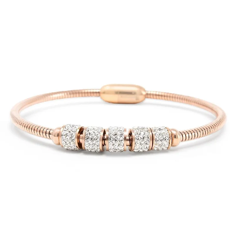 women bracelets -Stainless Steel Cocoon Chain Bracelet Pave Magnetic Rose Gold Plated