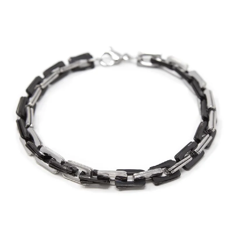 women bracelets -Stainless Steel Two Tone Square Link Bracelet