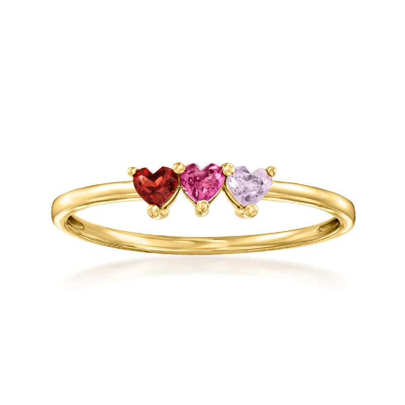 blue sapphire engagement rings -RS Pure by Ross-Simons Multi-Gemstone Heart Ring in 14kt Yellow Gold