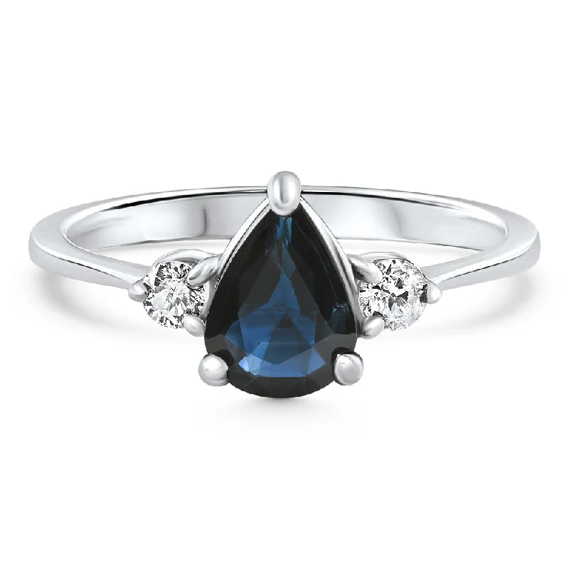 alternative engagement rings -1Ct Genuine Blue Sapphire & Diamond Engagement Anniversary Ring 10k Gold