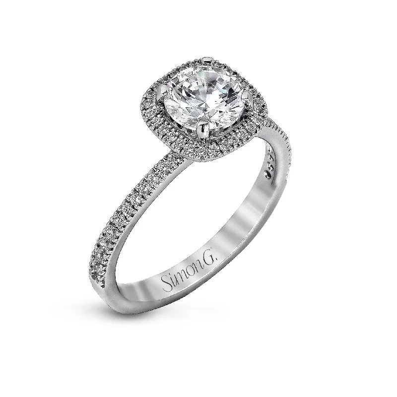 affordable engagement rings -Cushion-Cut Halo Engagement Ring In 18k Gold With Diamonds