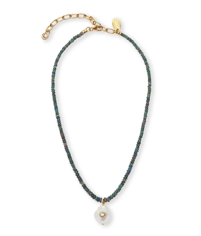 women birthstone necklaces -Castillo Necklace in Black Opal