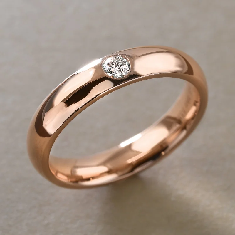 women sapphire rings -Rose Gold Single Diamond Band