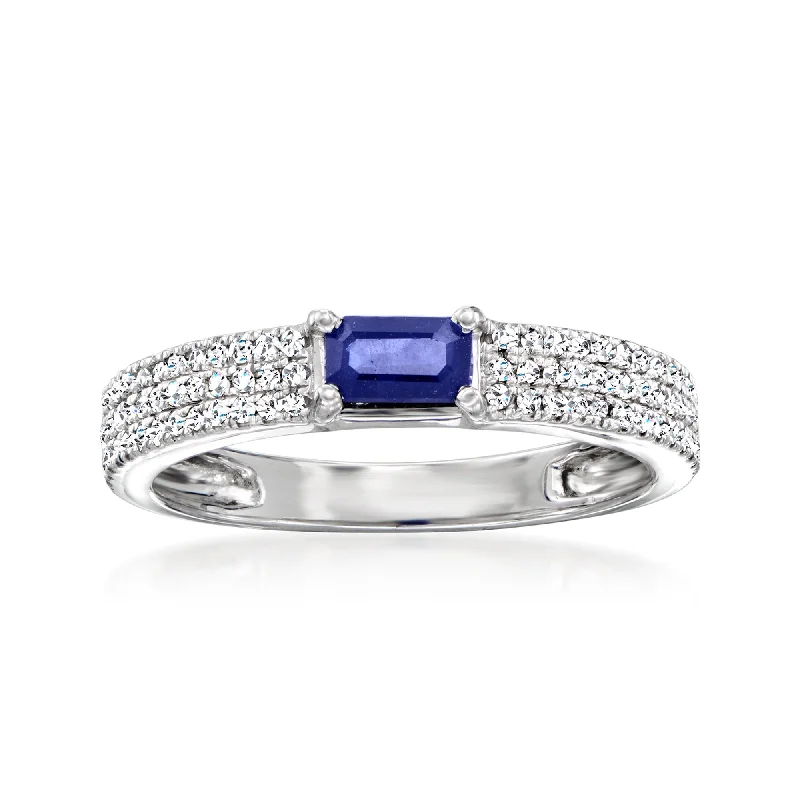 halo engagement rings -Ross-Simons Sapphire and . Diamond Ring in 14kt White Gold