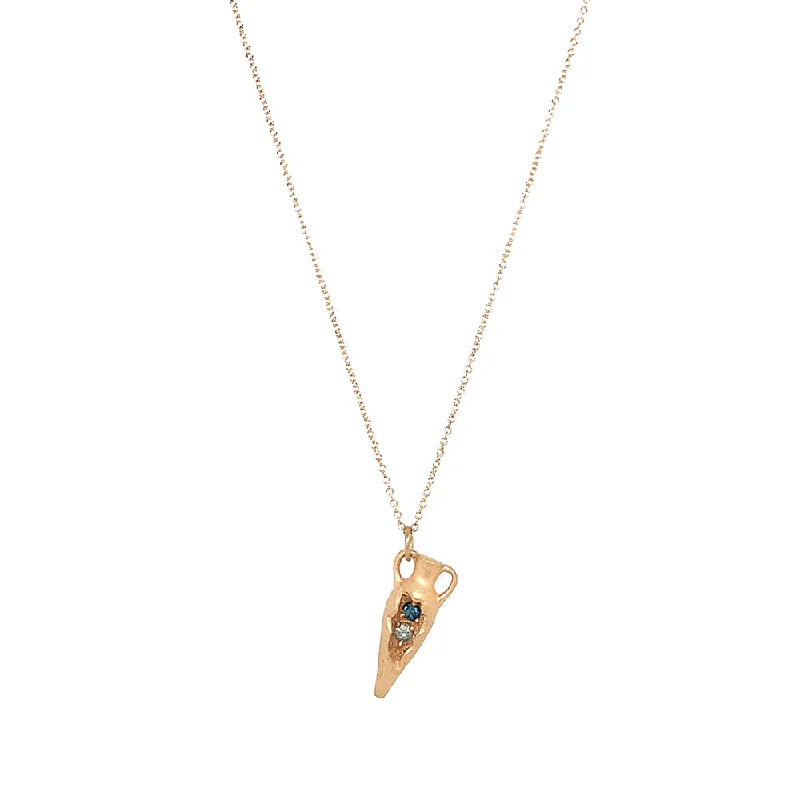 women thick chain necklaces -Montana Sapphire Yellow Gold Necklace - "Ancient Amphora"