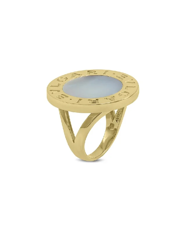 rustic engagement rings -Bulgari 18K White Chalcedony Ring