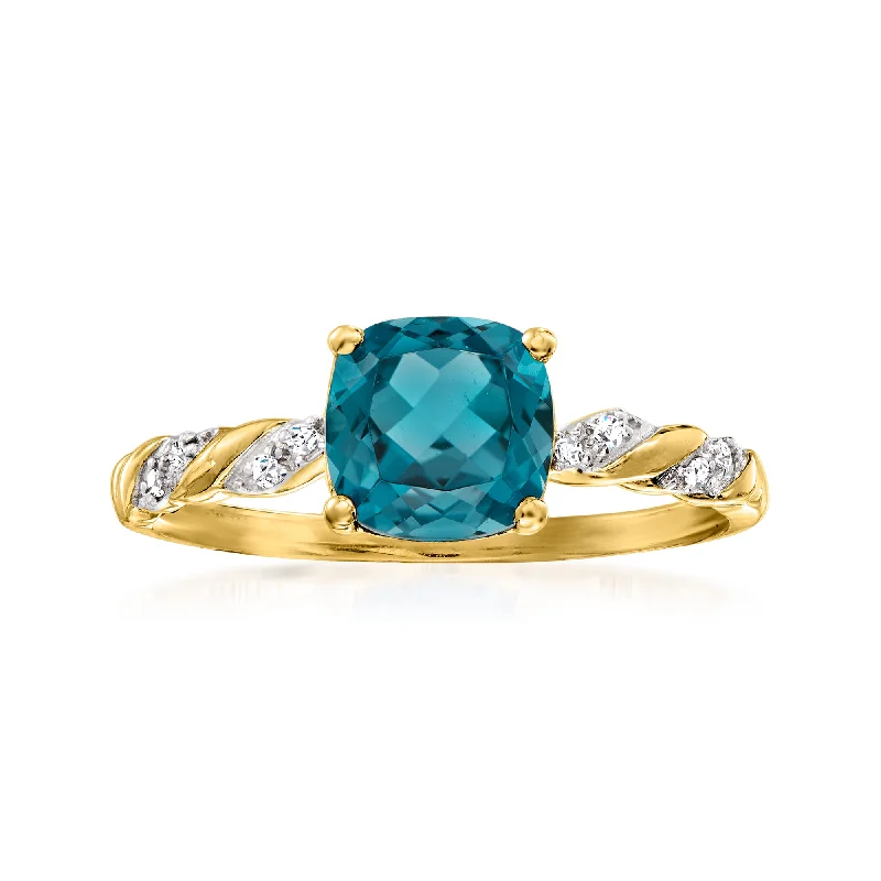 engagement rings with colored stones -Ross-Simons London Blue Topaz Ring in 14kt Yellow Gold