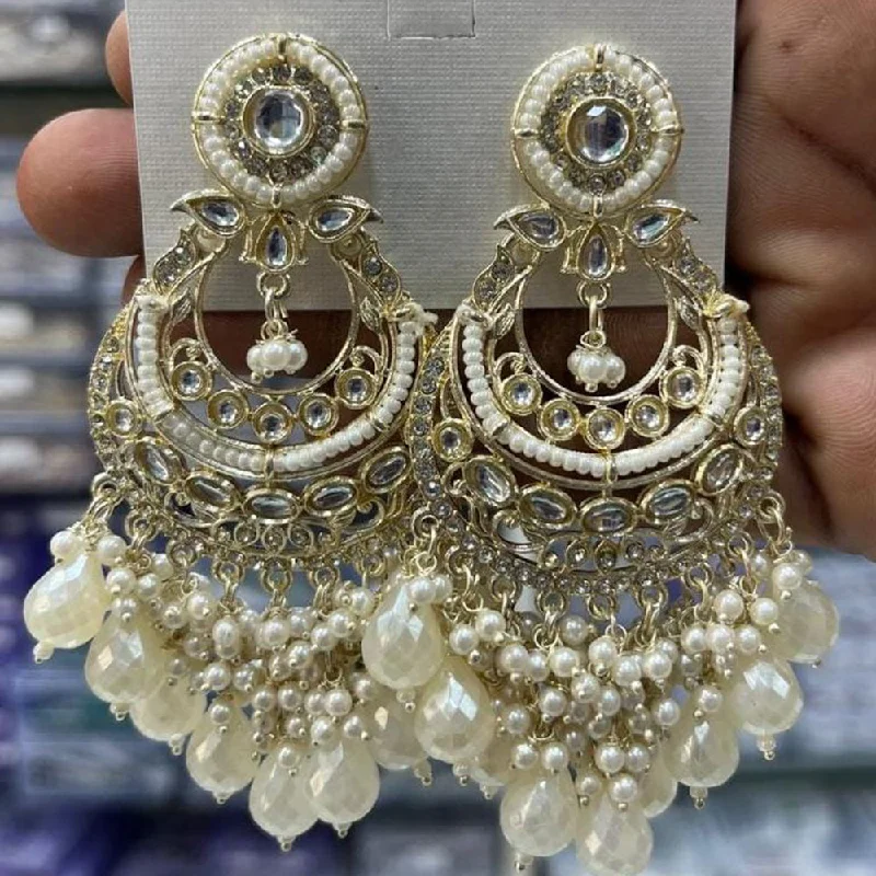 women sparkly earrings -Manisha Jewellery Gold Plated Kundan Stone And Pearls  Dangler Earrings