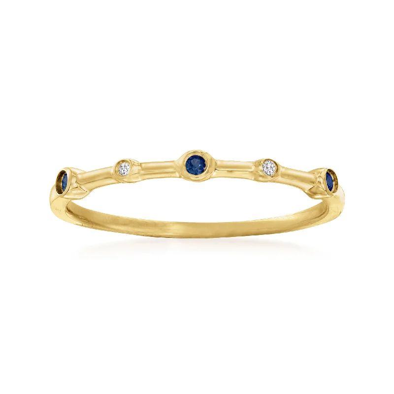 stackable engagement rings -Ross-Simons Sapphire- and Diamond-Accented Ring in 14kt Yellow Gold