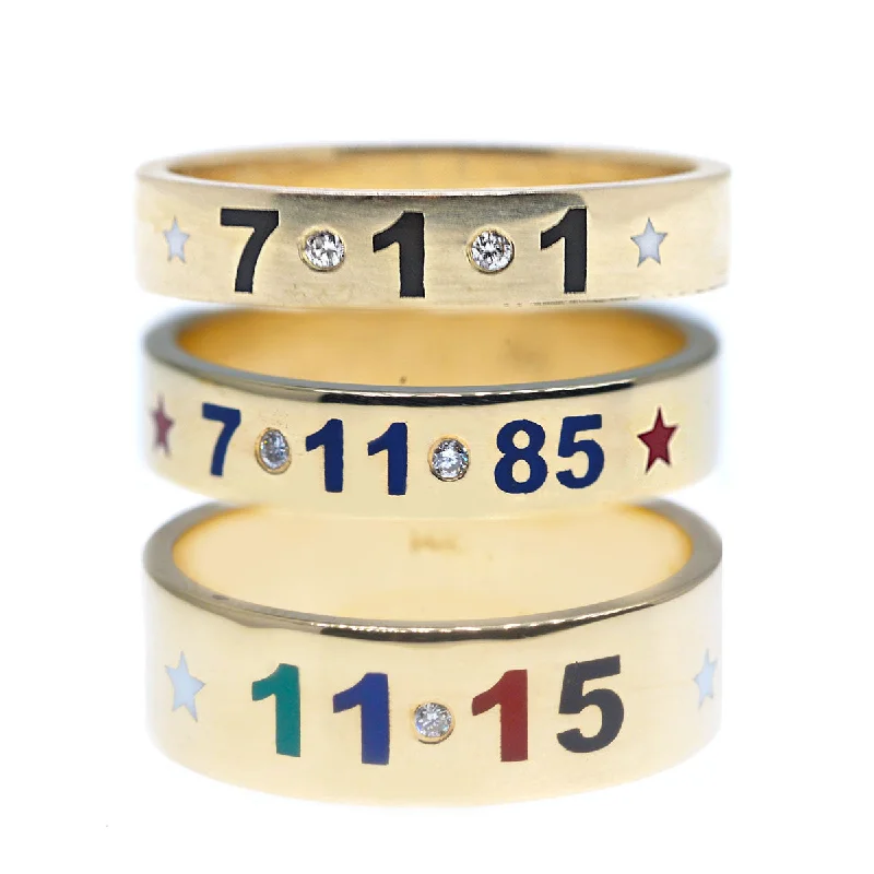 women personalized gemstone rings -Custom Lucky Digits Enamel Ring