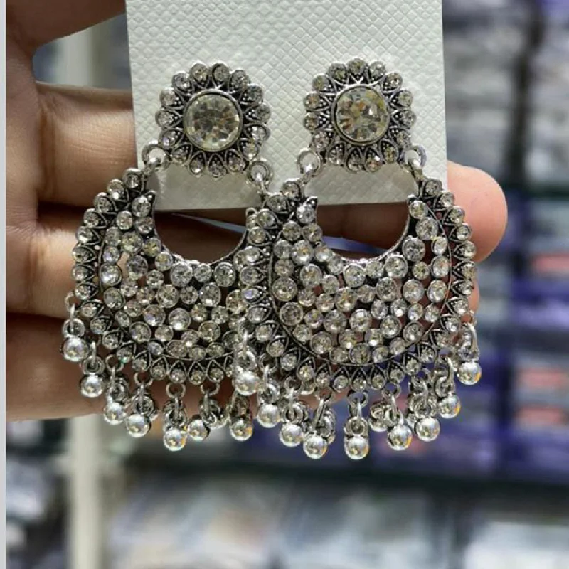 women luxury stud earrings -Manisha Jewellery Oxidised Plated Austrian Stone And Ghungroo Dangler Earrings