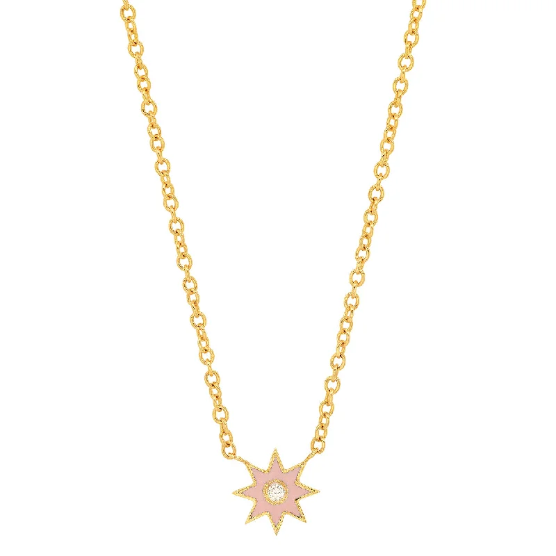 women vintage necklaces -Single Star Enamel Pendant