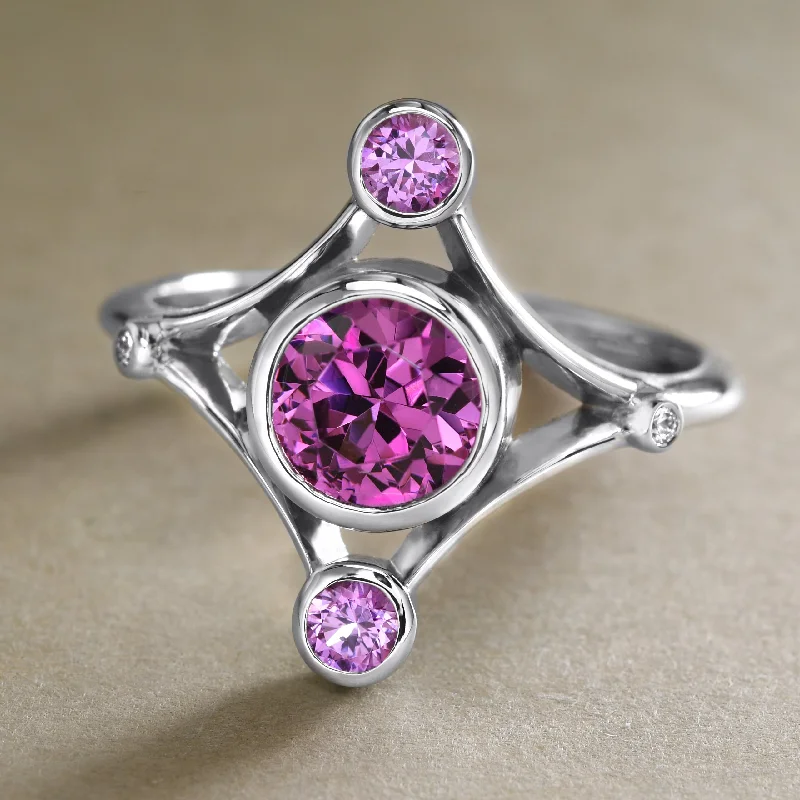 women stackable rings -A Glittering Pink Jewel