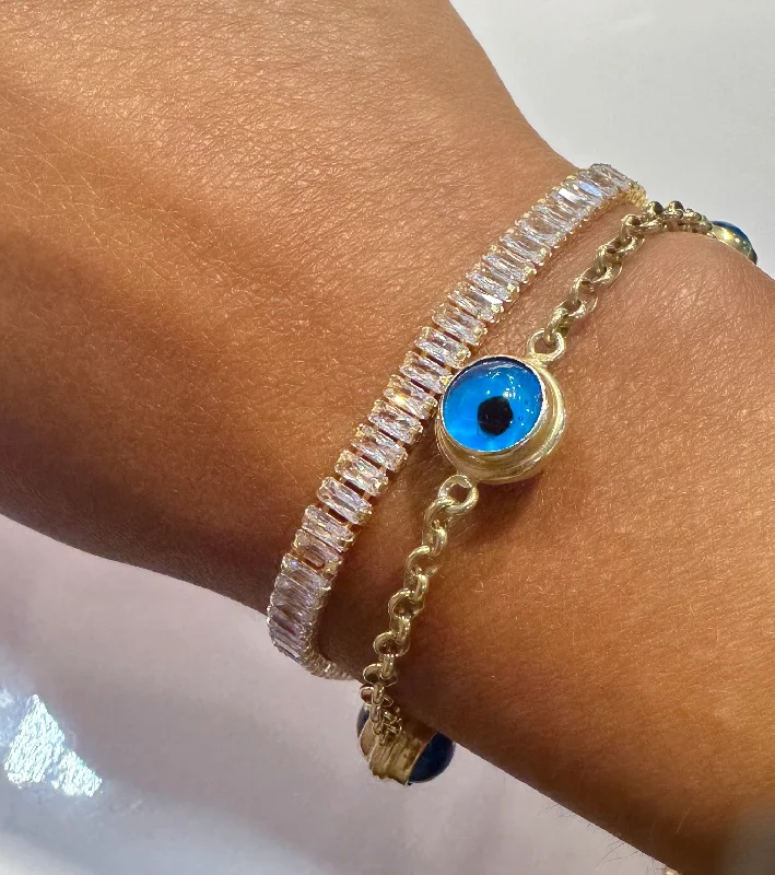 women large bangles -Evil Eye Cable Bracelet