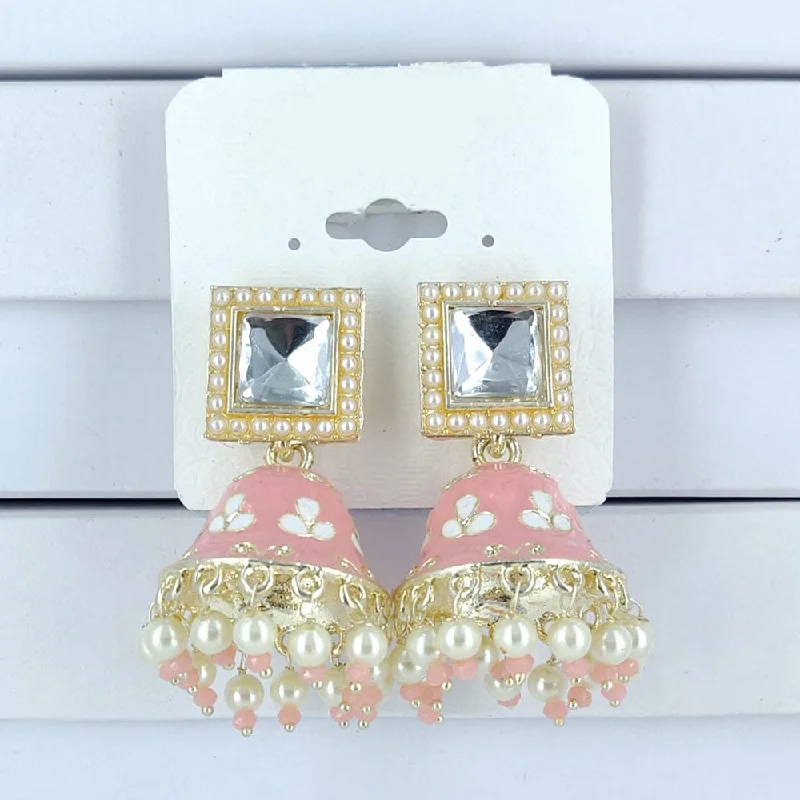 women cubic zirconia earrings -Corbeda Fashion Gold Plated Meenakari Jhumki Earrings