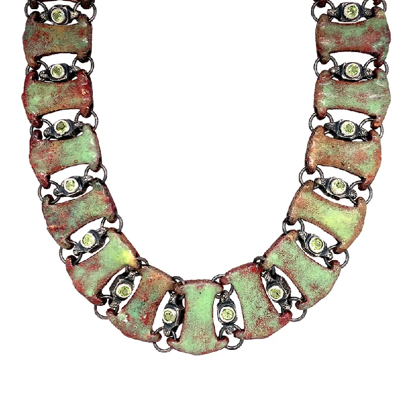 women handmade necklaces -Peridot Byzantine Link Necklace - "Libertas"