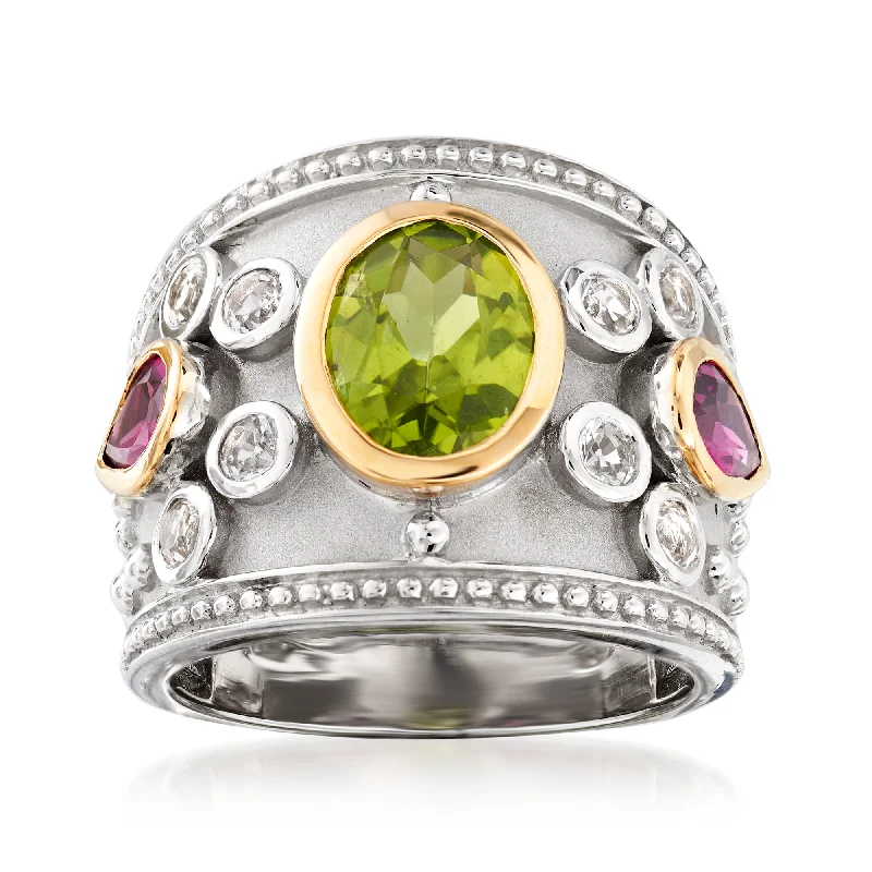 affordable princess cut engagement rings -Ross-Simons Multi-Gemstone Ring in Sterling Silver and 14kt Yellow Gold