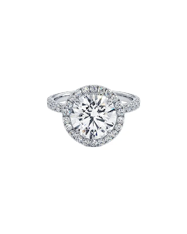 two-tone engagement rings -5 Carat Round Lab Grown Diamond Halo Engagement Ri