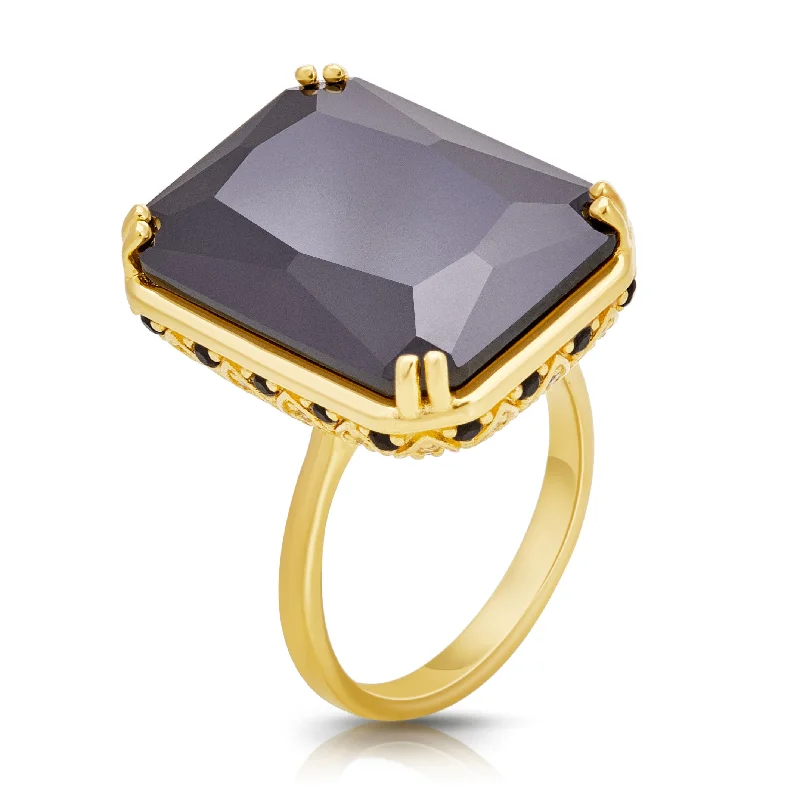 women bold rings -Bash Octagon Cocktail Ring - Gold