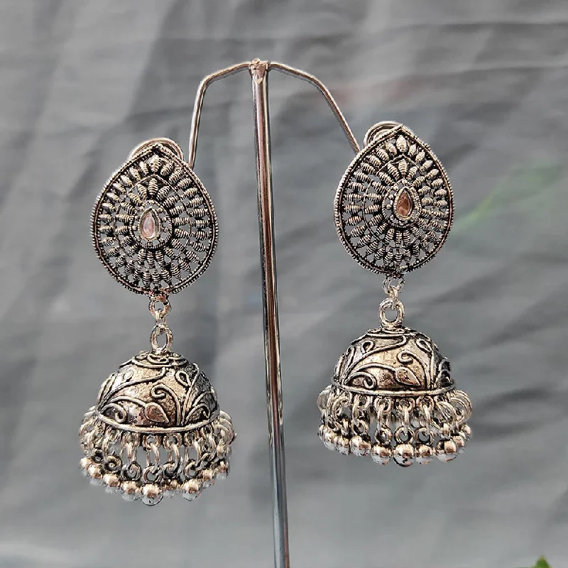 women ear cuff earrings -Bhavi Jewels Oxidised  Plated Jhumki Earrings