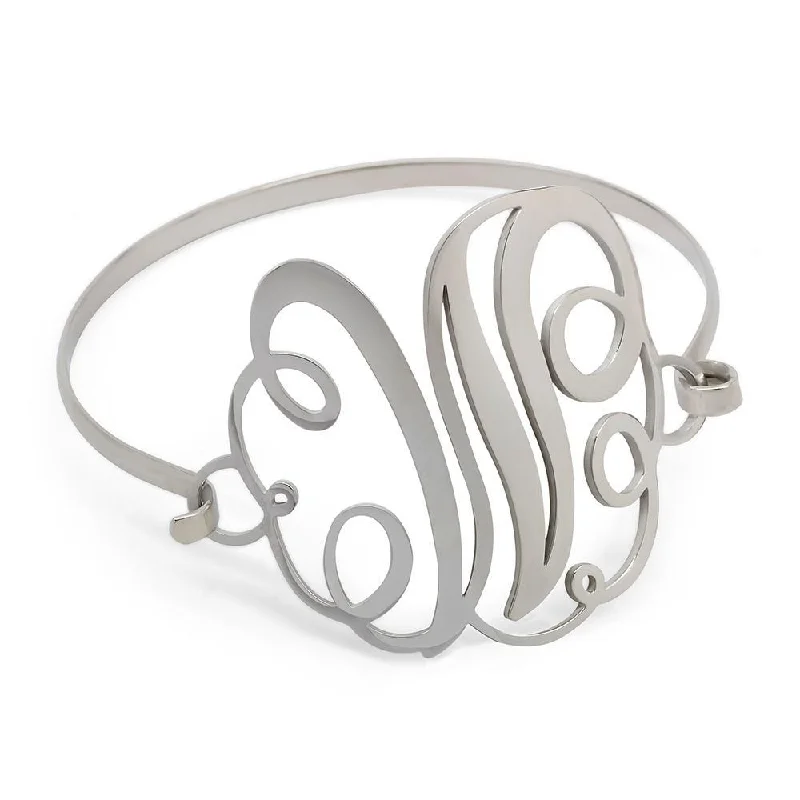 women oval bracelets -Stainless Steel Wire Bracelet Initital - W