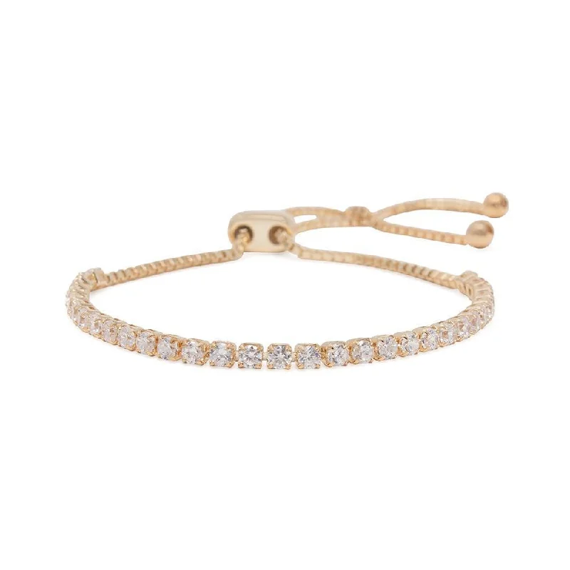 women multi-strand bracelets -Rose Gold Plated Tiny Square CZ Slide Tennis Bracelet