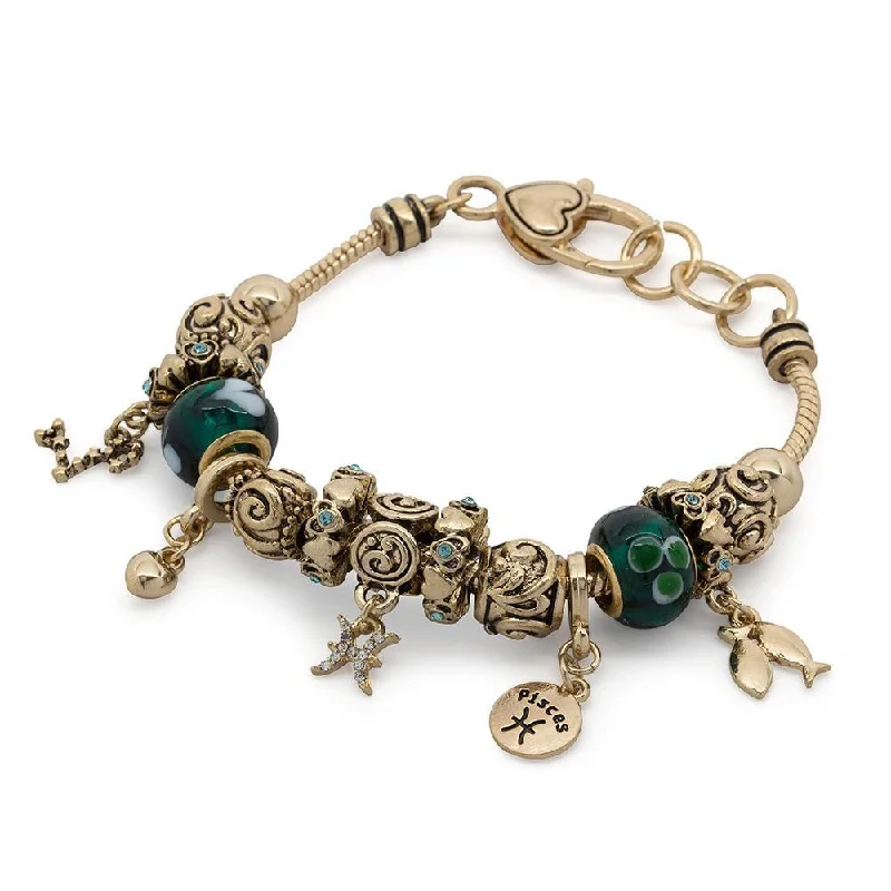 women multi-strand bracelets -Charm Bracelet Zodiac 2 - Pisces