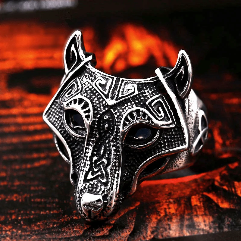 women ruby rings -Viking Wolf Stainless Steel Ring